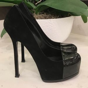 YSL PLATFORM SUEDE PUMPS